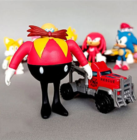 Sonic Hedgehog 6'lı Karakter Figür Seti | Süper Sonic Tails Knuckles Amy Shadow Eggman Biblo Oyuncak