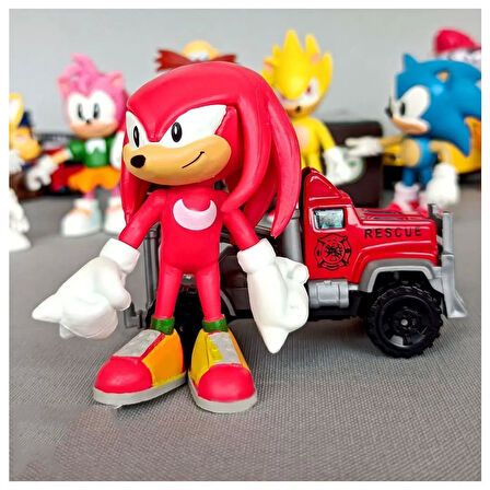 Sonic Hedgehog 6'lı Karakter Figür Seti | Süper Sonic Tails Knuckles Amy Shadow Eggman Biblo Oyuncak