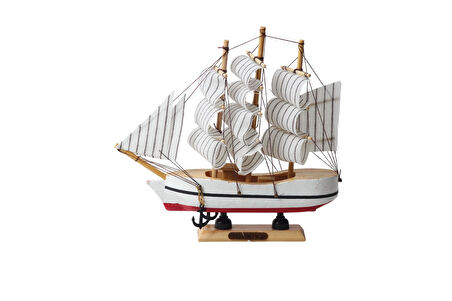 Dekoratif Ahşap El Yapımı Yelkenli Gemi Maketi Masaüstü Biblo Ev Ofis Hediyesi 19 cm. Model C