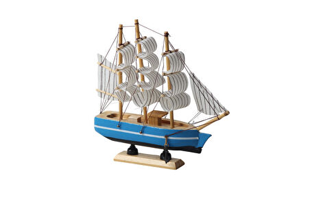 Dekoratif Ahşap El Yapımı Yelkenli Gemi Maketi Masaüstü Biblo Ev Ofis Hediyesi 19 cm. Model D