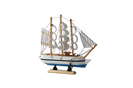 Dekoratif Ahşap El Yapımı Yelkenli Gemi Maketi Masaüstü Biblo Ev Ofis Hediyesi 19 cm. Model F