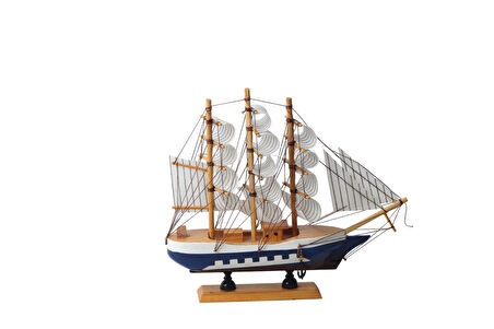 Dekoratif Ahşap El Yapımı Yelkenli Gemi Maketi Masaüstü Biblo Ev Ofis Hediyesi 24 cm. Model C