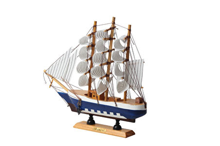 Dekoratif Ahşap El Yapımı Yelkenli Gemi Maketi Masaüstü Biblo Ev Ofis Hediyesi 24 cm. Model C