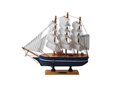 Dekoratif Ahşap El Yapımı Yelkenli Gemi Maketi Masaüstü Biblo Ev Ofis Hediyesi 24 cm. Model D