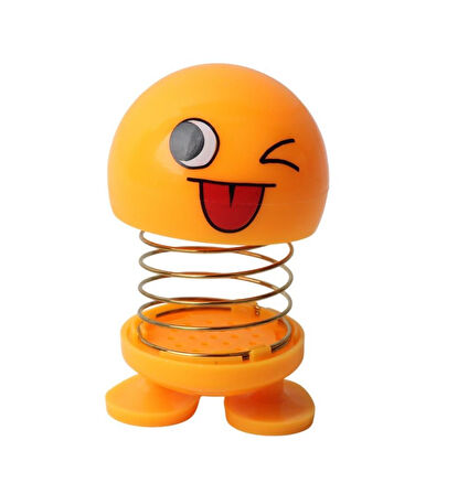 Dil Çıkaran Emoji Smile Zıp Zıp Kafa 8 cm Araba Torpido Süsü Masaüstü Dekoratif Figür Pasta Süsü