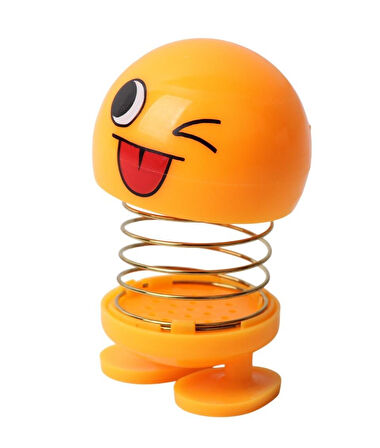 Dil Çıkaran Emoji Smile Zıp Zıp Kafa 8 cm Araba Torpido Süsü Masaüstü Dekoratif Figür Pasta Süsü
