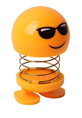 Güneş Gözlüklü Emoji Smile Zıp Zıp Kafa 8 cm Araba Torpido Süsü Masaüstü Dekoratif Figür Pasta Süsü