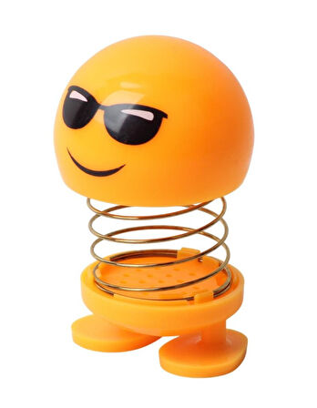 Güneş Gözlüklü Emoji Smile Zıp Zıp Kafa 8 cm Araba Torpido Süsü Masaüstü Dekoratif Figür Pasta Süsü