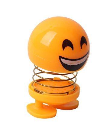 Kahkaha Atan Emoji Smile Zıp Zıp Kafa 8 cm Araba Torpido Süsü Masaüstü Dekoratif Figür Pasta Süsü