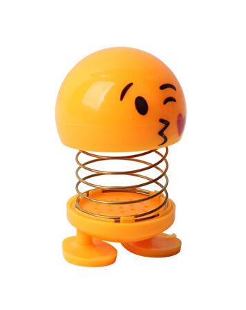 Öpücük Atan Emoji Smile Zıp Zıp Kafa 8 cm Araba Torpido Süsü Masaüstü Dekoratif Figür Pasta Süsü