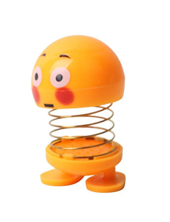 Şaşıran Şaşkın Emoji Smile Zıp Zıp Kafa 8 cm Araba Torpido Süsü Masaüstü Dekoratif Figür Pasta Süsü