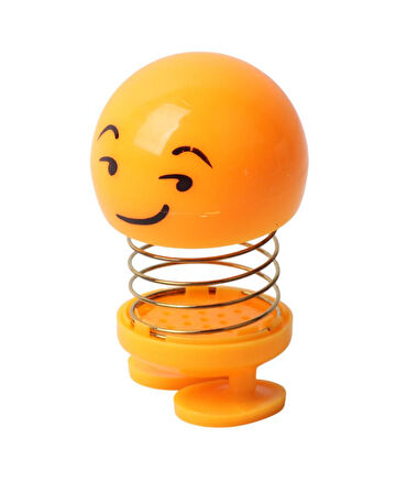 Çok Bilmiş Ukala Emoji Smile Zıp Zıp Kafa 8 cm Araba Torpido & Pasta Süsü Masaüstü Dekoratif Figür