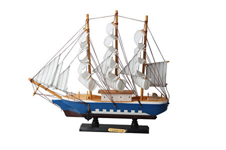 Dekoratif Ahşap El Yapımı Yelkenli Gemi Maketi Masaüstü Biblo Ev Ofis Hediyesi 40 cm. Model C