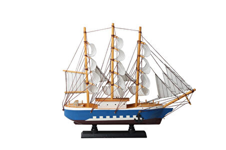 Dekoratif Ahşap El Yapımı Yelkenli Gemi Maketi Masaüstü Biblo Ev Ofis Hediyesi 40 cm. Model C