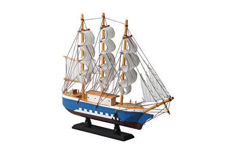 Dekoratif Ahşap El Yapımı Yelkenli Gemi Maketi Masaüstü Biblo Ev Ofis Hediyesi 40 cm. Model C