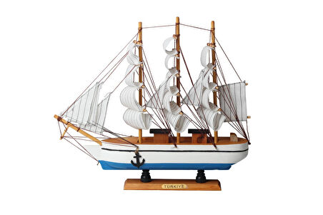 Dekoratif Ahşap El Yapımı Yelkenli Gemi Maketi Masaüstü Biblo Ev Ofis Hediyesi 40 cm. Model F