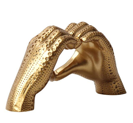 Lüks İskandinav Tasarım Kalp Şeklinde El Heykel Biblo | Sevgiliye Hediye Yeni Ev Ofis Hediyesi 11 cm