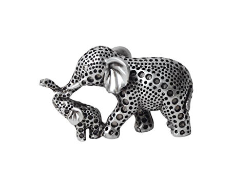 Lüks İskandinav Tasarım Anne Yavru Fil Şeklinde Heykel Biblo Sevgiliye Hediye Ev Ofis Hediyesi 11 cm