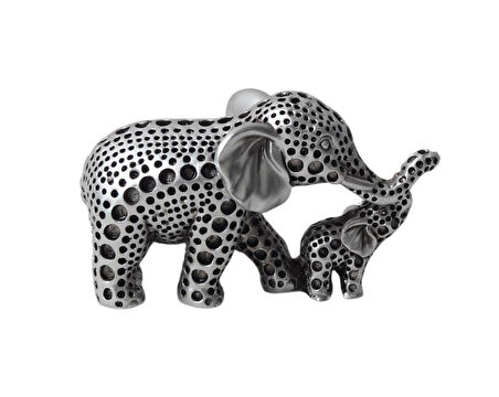 Lüks İskandinav Tasarım Anne Yavru Fil Şeklinde Heykel Biblo Sevgiliye Hediye Ev Ofis Hediyesi 11 cm