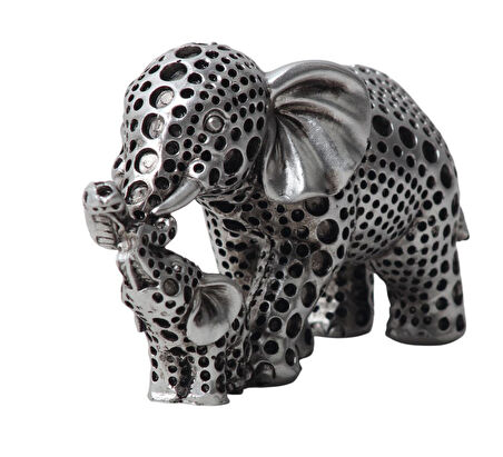 Lüks İskandinav Tasarım Anne Yavru Fil Şeklinde Heykel Biblo Sevgiliye Hediye Ev Ofis Hediyesi 11 cm