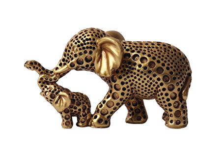 Lüks İskandinav Tasarım Anne Yavru Fil Şeklinde Heykel Biblo Sevgiliye Hediye Ev Ofis Hediyesi 11 cm