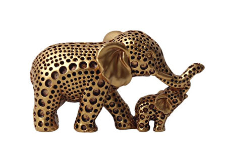 Lüks İskandinav Tasarım Anne Yavru Fil Şeklinde Heykel Biblo Sevgiliye Hediye Ev Ofis Hediyesi 11 cm