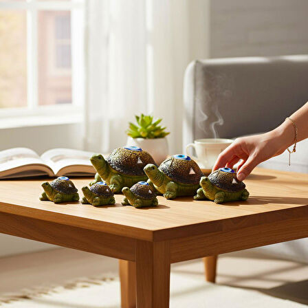 Feng Shui Nazar Boncuğu Motifli 7’li Caretta Caretta Heykel Biblo Dekoratif Ürün Konsol Vitrin Süsü