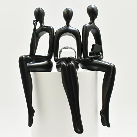 İskandinav Tarz Soyut 3lü Düşünen Heykel Dekoratif Biblo Ev & Ofis Hediyesi Özel Günler İçin Hediye