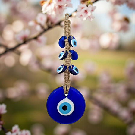 Lüks Makrome Hasır İşlemeli Büyük Nazar Boncuğu Duvar ve Kapı Süsü Dekoratif Ev Ofis Hediyesi Mdl: 1