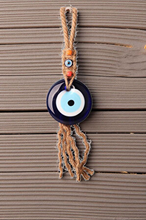 Lüks Makrome Hasır İşlemeli Büyük Nazar Boncuğu Duvar ve Kapı Süsü Dekoratif Ev Ofis Hediyesi Mdl: 2