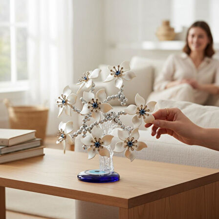 Feng Shui Nazar Boncuğu Ağacı Servet Çakra Şans Ağacı Biblo 20 cm. Ev Ofis Yeni Yıl Hediyesi Model 1