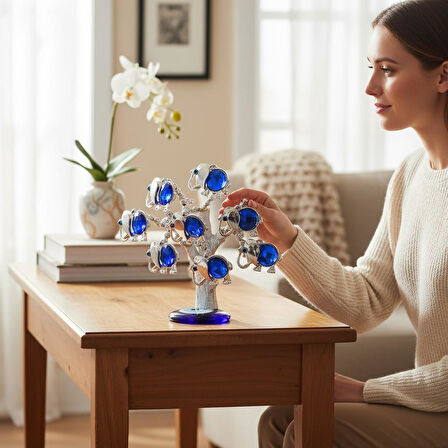 Feng Shui Nazar Boncuğu Ağacı Servet Çakra Şans Ağacı Biblo 20cm Ev Ofis Yeni Yıl Hediyesi Fil Model