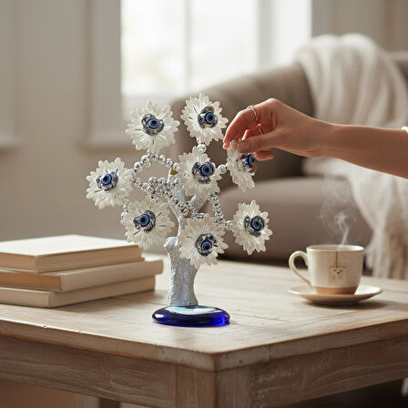 Feng Shui Nazar Boncuğu Ağacı Servet Çakra Şans Ağacı Biblo 20 cm. Ev Ofis Yeni Yıl Hediyesi Model 3