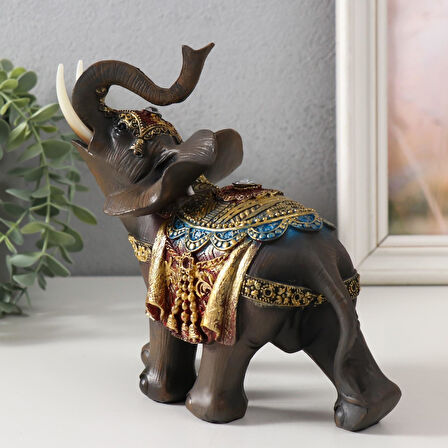 Lüks Nakış İşlemeli Feng Shui Şans Getiren 2li Fil Heykeli Dekoratif Biblo 10 cm. Ev & Ofis Hediyesi