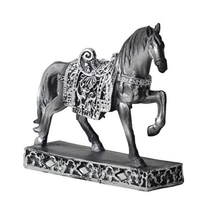 Lüks Nakış İşlemeli At Heykeli Dekoratif Masaüstü Biblo 12 cm. Ev Ofis Yeni Yıl Hediyesi Vitrin Süsü