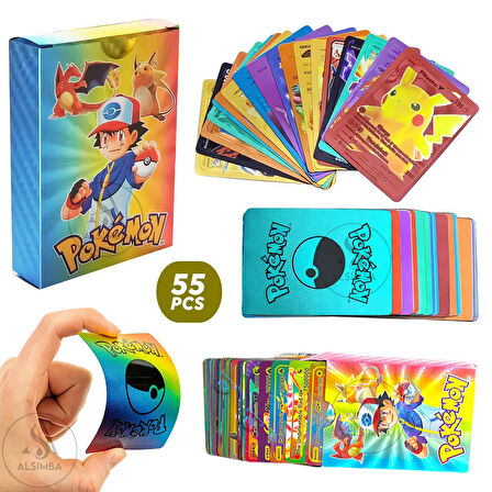 Pokemon Gökkuşağı Vmax TCG DX GX 55’li Kart Seti Koleksiyon Oyuncu İngilizce Esnek Kart Paketi