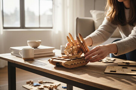 El Yapımı Doğal Ahşap Tank Oyuncak – Askeri Araç Maketi Dekoratif Koleksiyon Çocuk Hediyesi