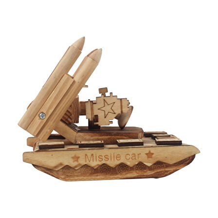 El Yapımı Doğal Ahşap Tank Oyuncak – Askeri Araç Maketi Dekoratif Koleksiyon Çocuk Hediyesi