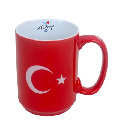 Ay Yıldız Tasarımlı Türk Bayraklı Porselen Kupa Fincan Mug – 450 ml Büyük Boy 019-677
