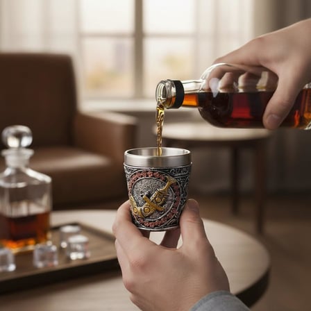 Lüks Hançer İşlemeli Paslanmaz Çelik 2’li Premium Shot Bardağı Seti – 55 ml