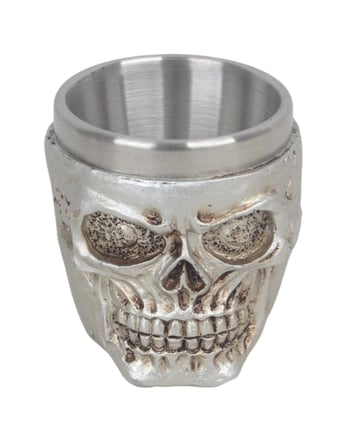 Gotik Silver Kurukafa İşlemeli Paslanmaz Çelik 2’li Premium Shot Bardağı Seti – 55 ml