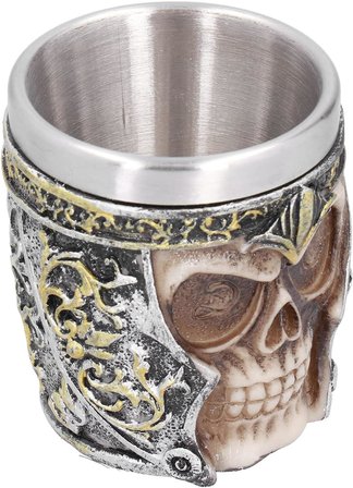 Gotik Viking Kurukafa İşlemeli Paslanmaz Çelik 2’li Premium Shot Bardağı Seti – 55 ml