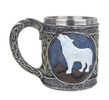 3D Game of Thrones Kurt Tasarımlı Kupa Çelik İç Hazneli Kulplu Dekoratif Bardak 400 ml