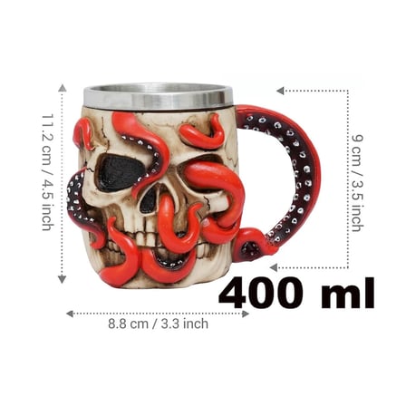 3D Karayip Korsanları Tasarımlı Kupa Paslanmaz Çelik İç Hazneli Kulplu Dekoratif Bardak 400 ml