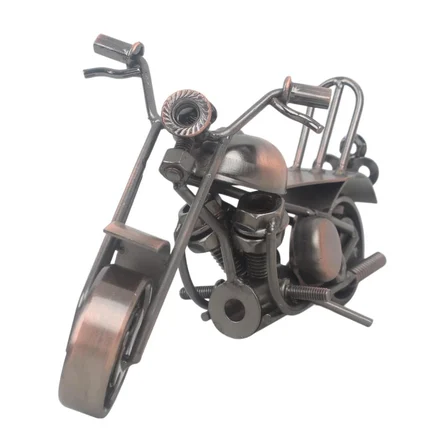 El Yapımı Metal Motosiklet Modeli16 cm. Retro Vintage Dekoratif Biblo Ev Ofis Hediyesi 
