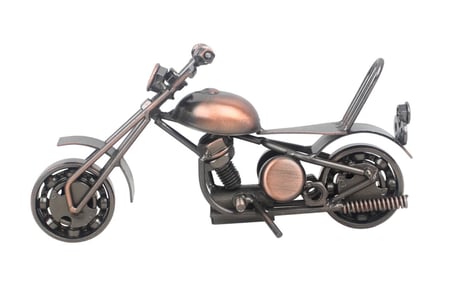 El Yapımı Metal Motosiklet Modeli16 cm. Retro Vintage Dekoratif Biblo Ev Ofis Hediyesi 