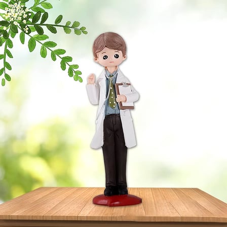 Lüks Polyester Doktor & Hemşire Biblo 2’li Set 20 cm Dekoratif Heykel Ofis Klinik Hastane Hediyesi