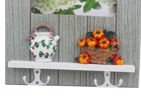 Ahşap Home Sweet Home Anahtar Askısı Fotoğraf Çerçeveli Duvar Organizer 4 Kancalı 27 cm Model 3