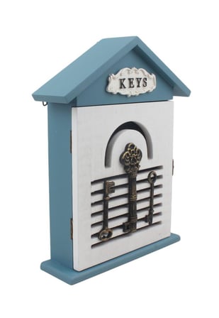Ahşap Ev Tasarımlı Keys Sweet Home Anahtar Askısı Kilit Detaylı Duvar Organizer 28 cm Duvar Süsü