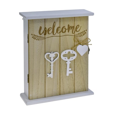 Ahşap Anahtar Tasarımlı Home Sweet Home Anahtar Askısı Welcome Detaylı Duvar Organizer 28 cm